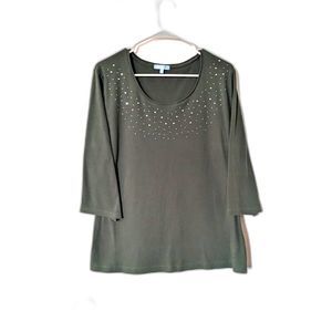 Penmans Plus Women 3/4 Sleeve/ Green T-Shirt Plus Size 1X